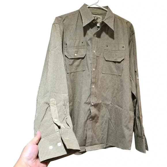 American Heritage Men's Button Down Shirt Brown size L - Picture 2 of 7